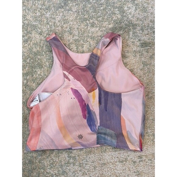 Athleta Conscious Crop Tank Bra XS Watercolor Longline Racerback - Picture 2 of 4